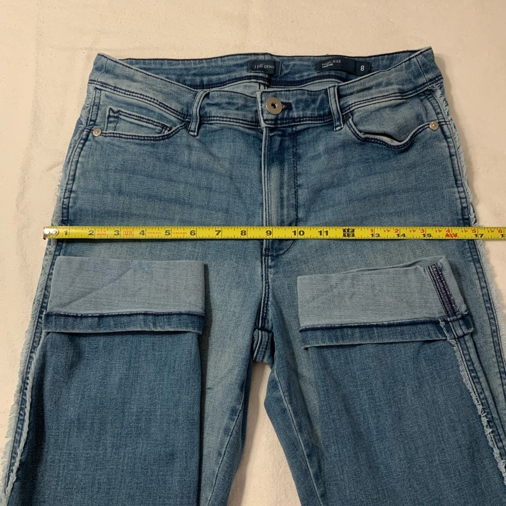 J. Jill Light Blue High Ride Cropped Fringe Jeans. Size 8 - Picture 9 of 11